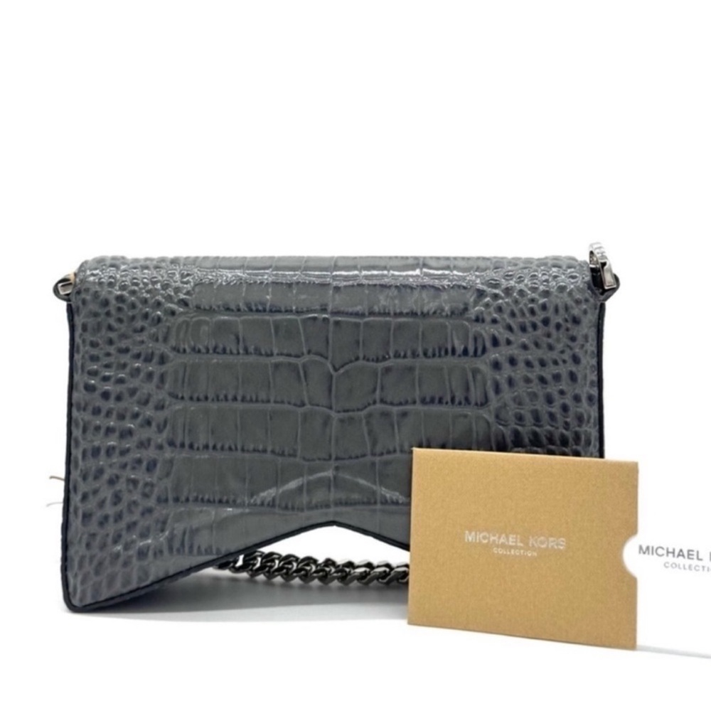 Michael Kors Collection Manhattan Medium Crocodile Embossed Patent Leather Bag - Picture 4 of 11